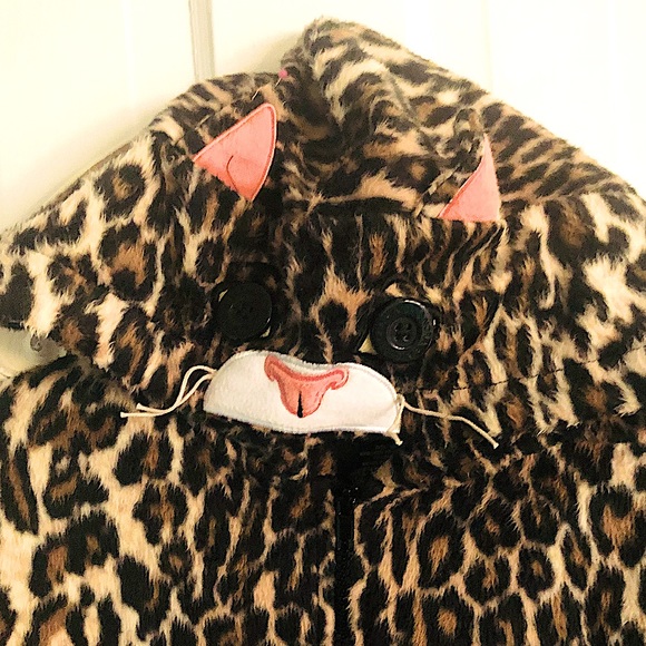 LEOPARD PRINT 1PC. HOODIE PAJAMAS PAW PRINT LEOPARD FACE HOOD ~ WOMENS S TEENS L - Picture 2 of 3